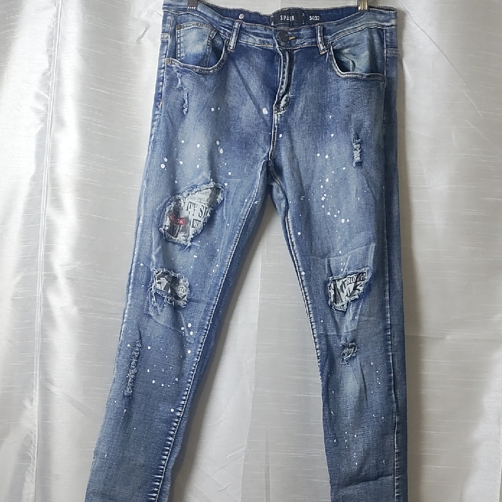 Men's Skinny Jeans in Distressed‎ Blue